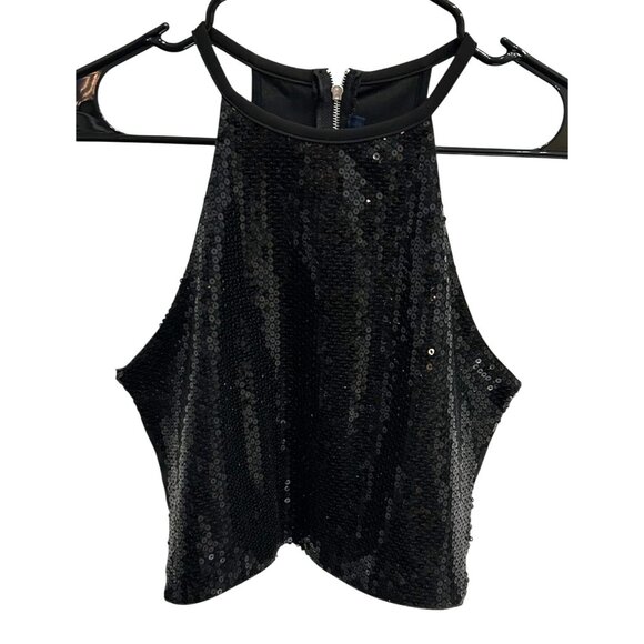 One Love Clothing Sequin Halter Crop Top With Back Zipper Closure Sz Medium - Picture 1 of 8